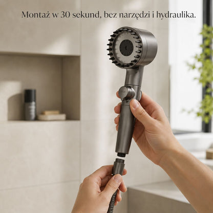 Aurelia Flow — słuchawka prysznicowa z filtrem dla czystszej wody, mocniejszego strumienia i efektu domowego SPA