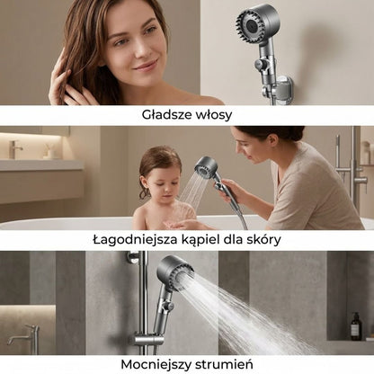 Aurelia Flow — słuchawka prysznicowa z filtrem dla czystszej wody, mocniejszego strumienia i efektu domowego SPA