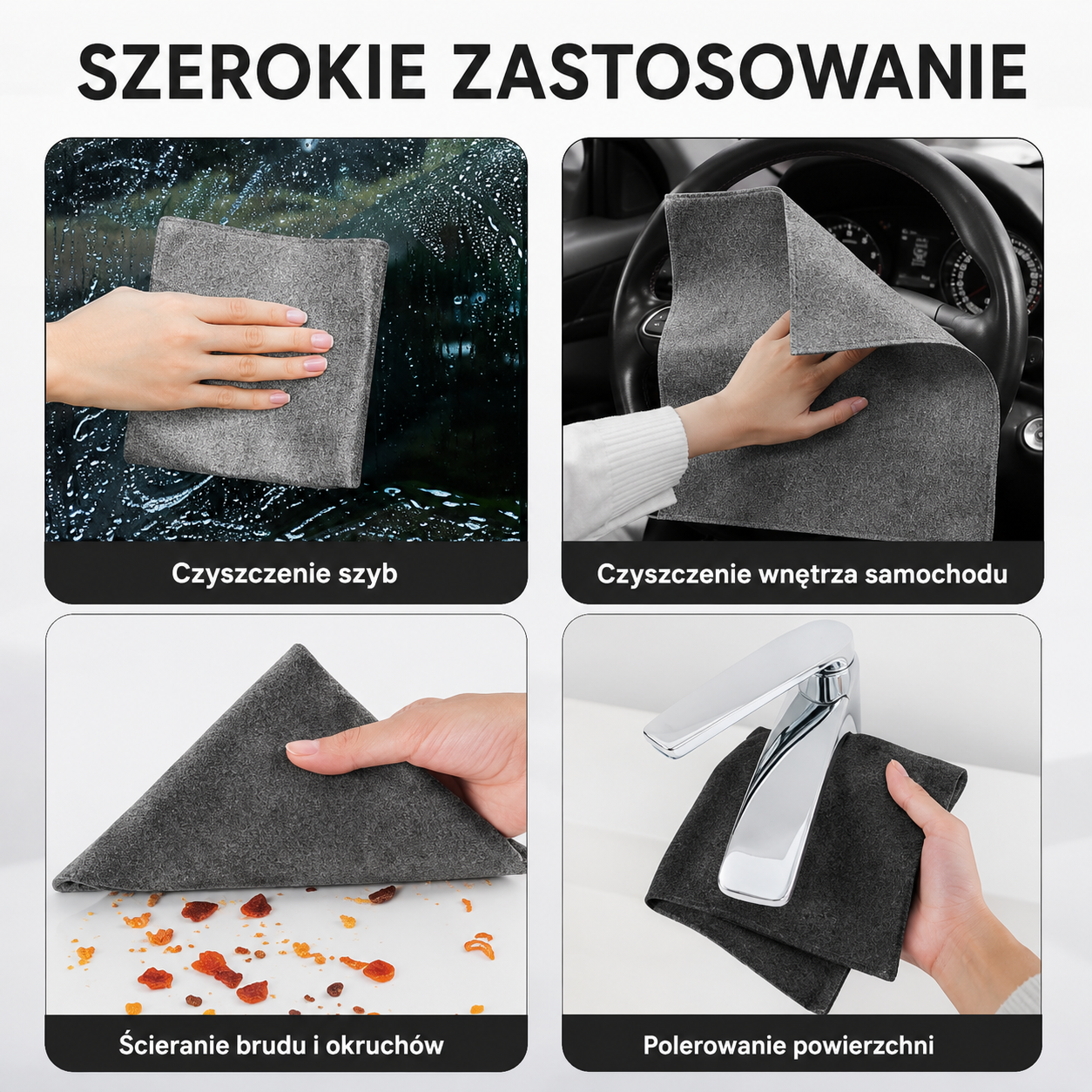 MIKROCLEAN PRO — Zamszowa mikrofibra do auta bez smug 30×30 cm