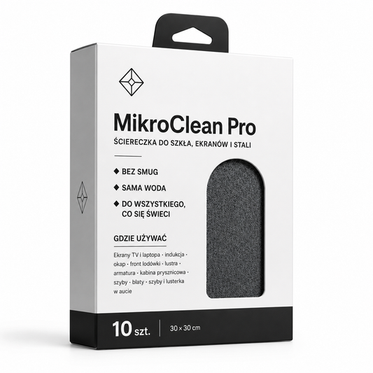 MIKROCLEAN PRO — ŚCIERECZKA DO SZKŁA, EKRANÓW I STALI  [30×30 cm, 10 ściereczek]