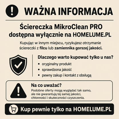 MIKROCLEAN PRO — ŚCIERECZKA DO SZKŁA, EKRANÓW I STALI  [30×30 cm, 10 ściereczek]