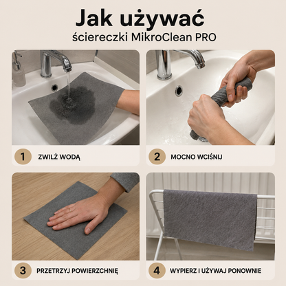 MIKROCLEAN PRO — ŚCIERECZKA DO SZKŁA, EKRANÓW I STALI  [30×30 cm, 10 ściereczek]